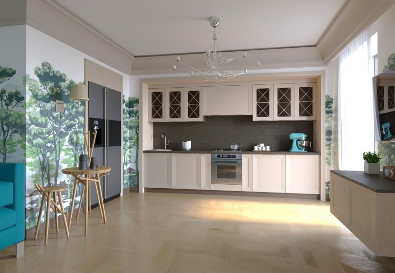 Кухня ЗОВ с рамочными фасадами Бергамо